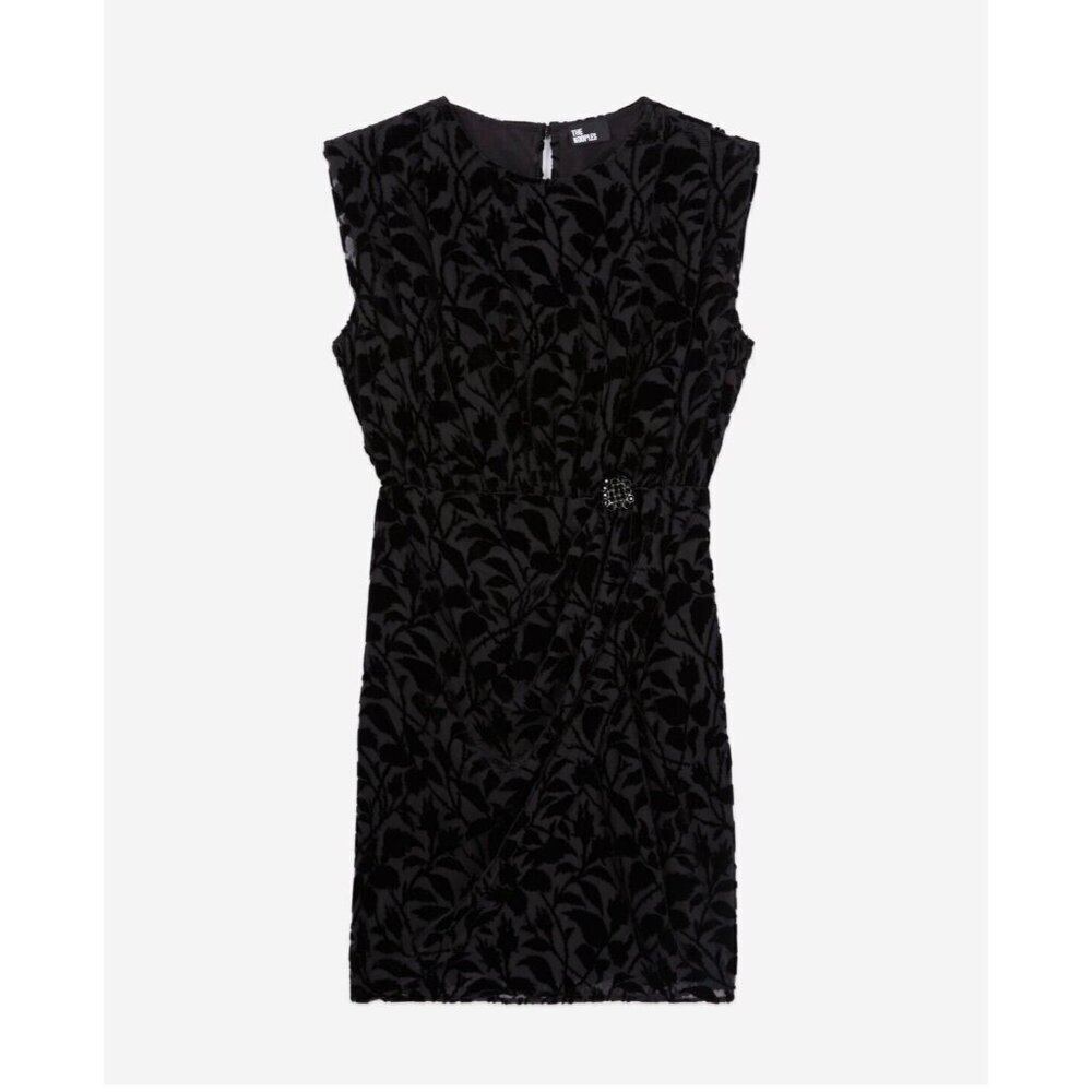 The Kooples Short Black Devore Velvet Dress Size S Cocktail